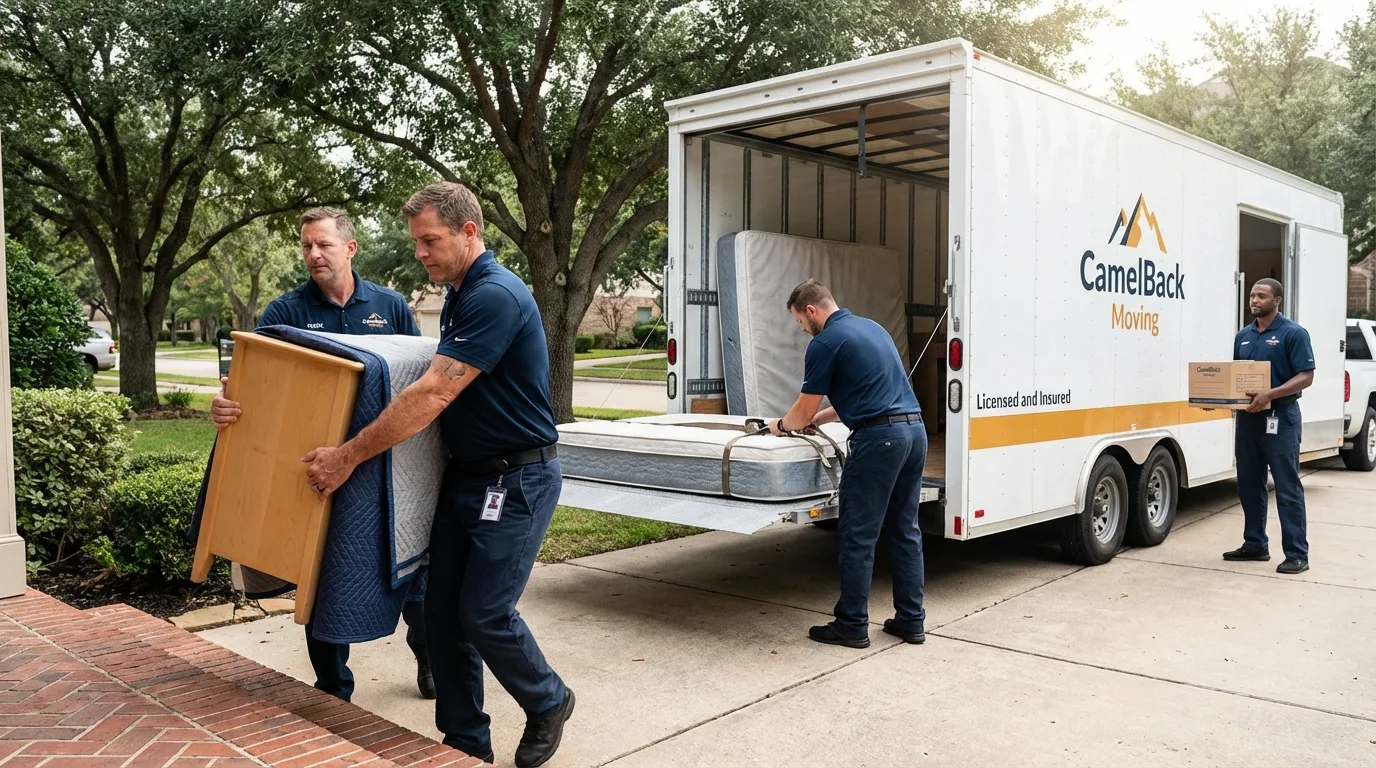 Crew loading residential truck for cross-state move from Burlington, NJ
